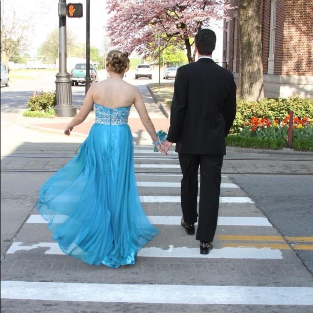 Blue & Silver Jeweled Prom Dress - Picture 3 of 6
